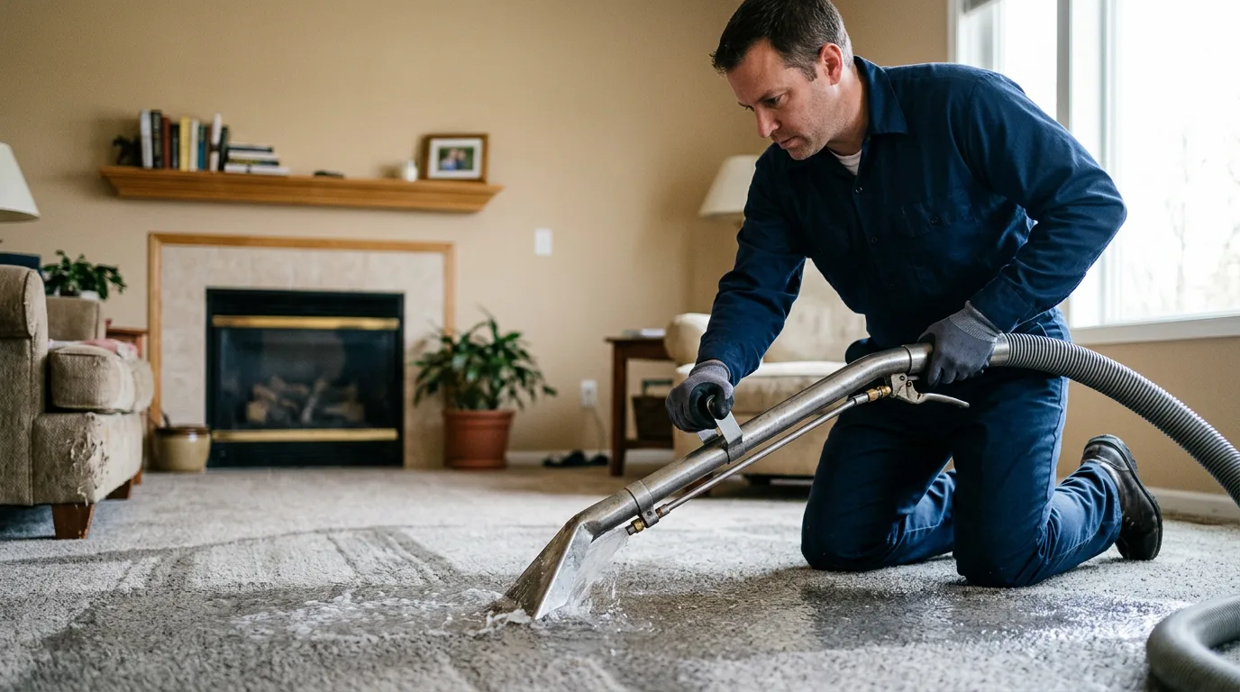 Water damage restoration technician working near Arcadia, IN